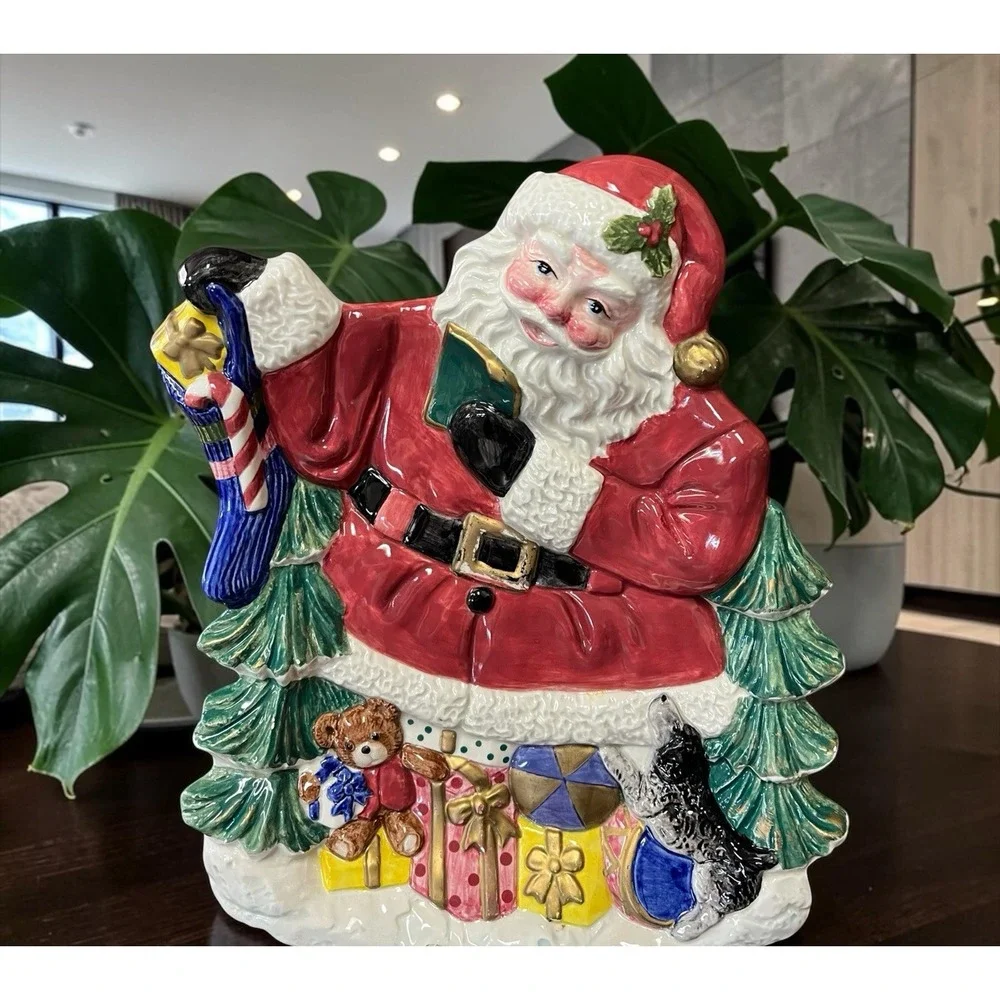 Fitz & Floyd Omnibus 1996 Santa Claus Canape Snack Desert Cookie Plate Bowl Xmas